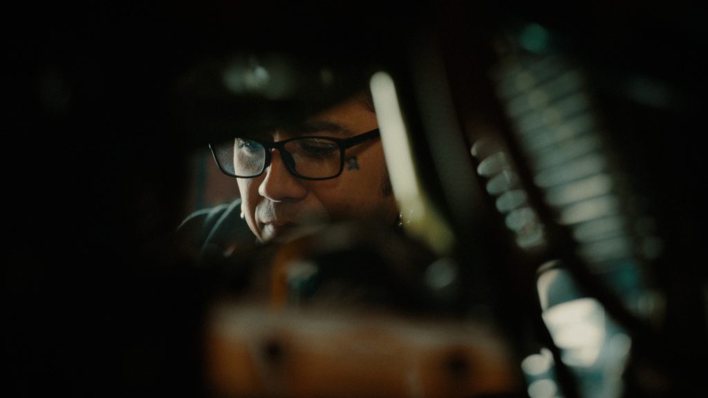 Man working on motorcycle